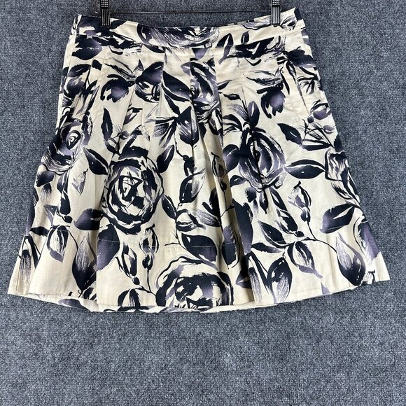 CAbi Skirt Womens 8 A Line Floral Pleated Pockets Back Zipper 465 Beige Purple - Picture 1 of 7